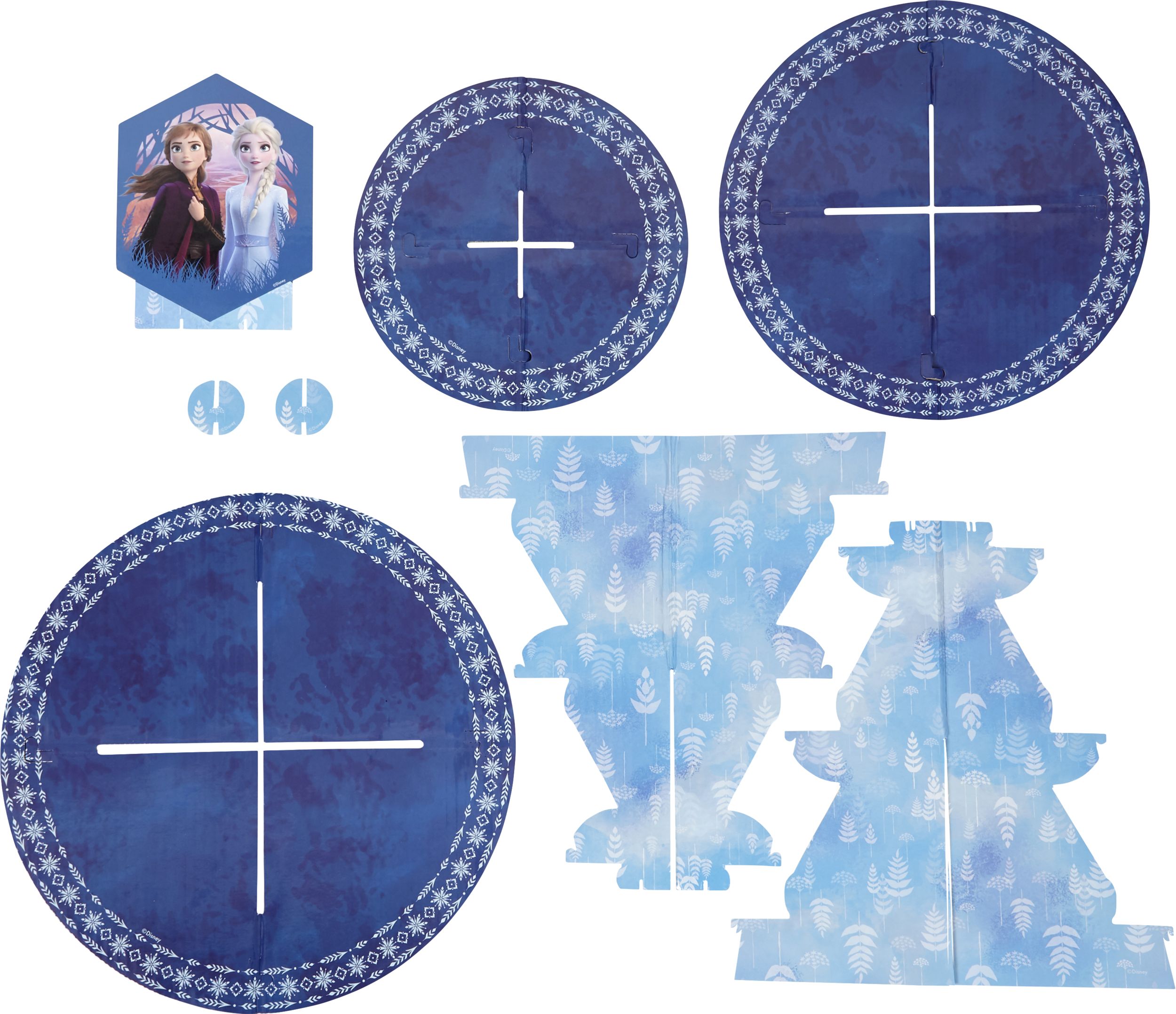 Disney Frozen Elsa & Anna Wilton 3-Tier Treat Stand, Blue, 11.7-16-in, for Treat Display Birthday Party Composite_or_Mixed