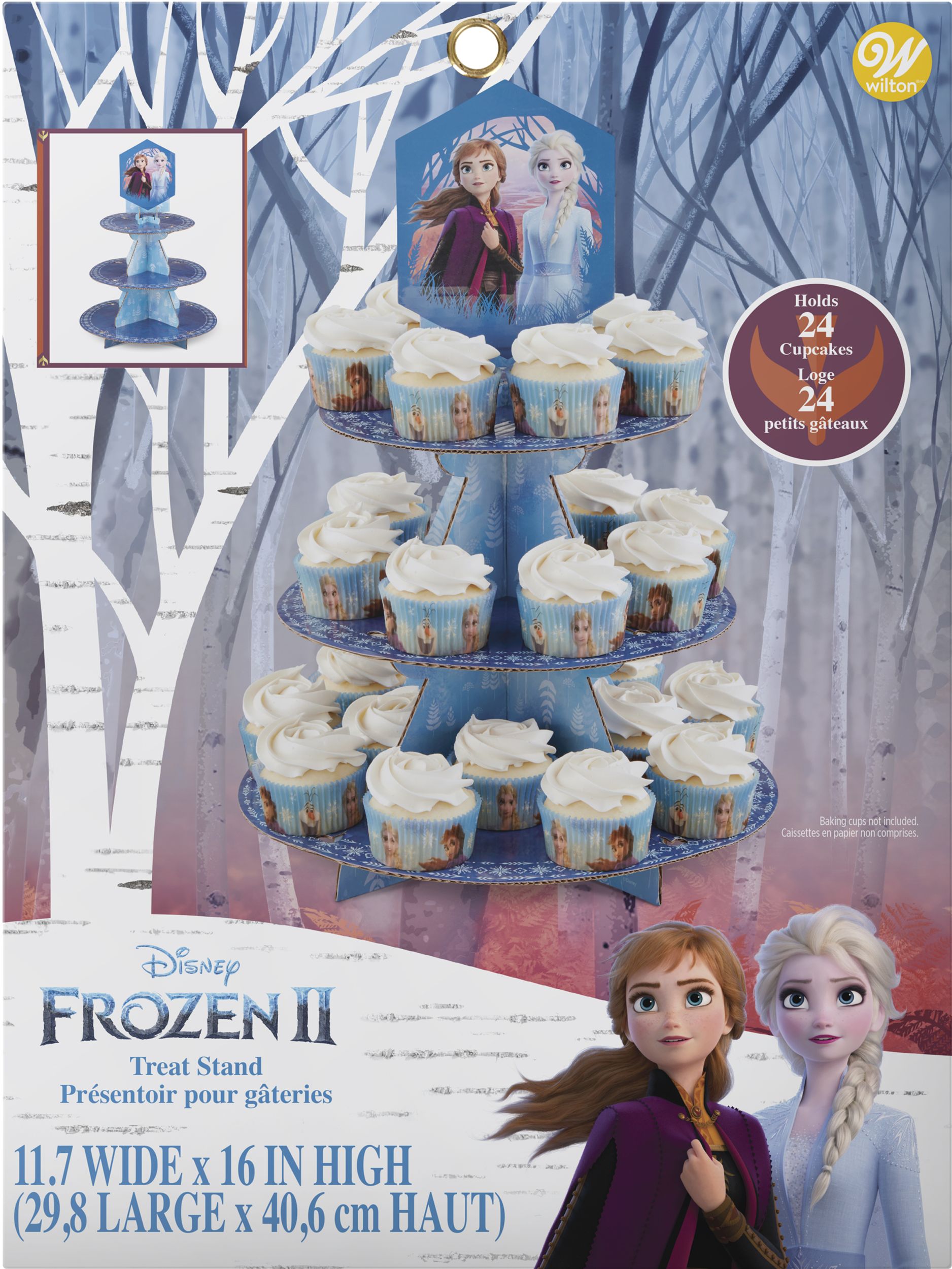 Disney Frozen Elsa & Anna Wilton 3-Tier Treat Stand, Blue, 11.7-16-in, for Treat Display Birthday Party Front_Flat