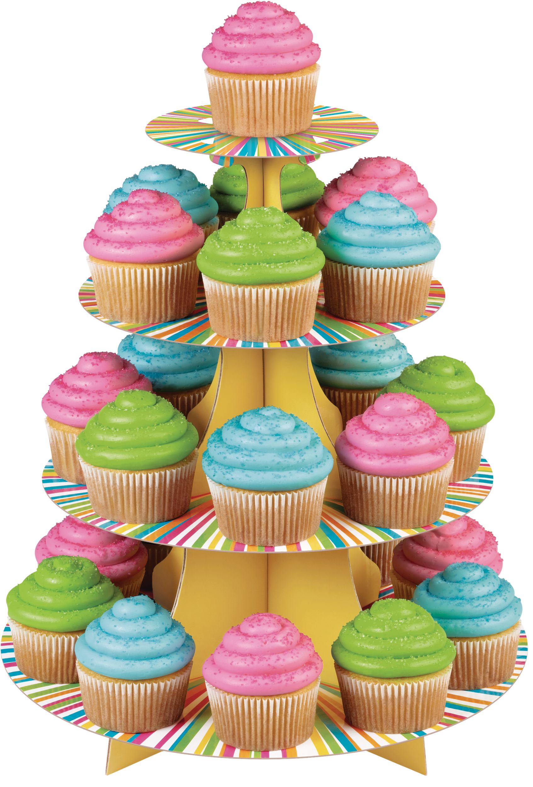 Wilton 4-Tier Treat Stand, Yellow, 12x10.5-in, for Treat Display Birthday/Baby Shower/Wedding/Anniversary Front_Elevated