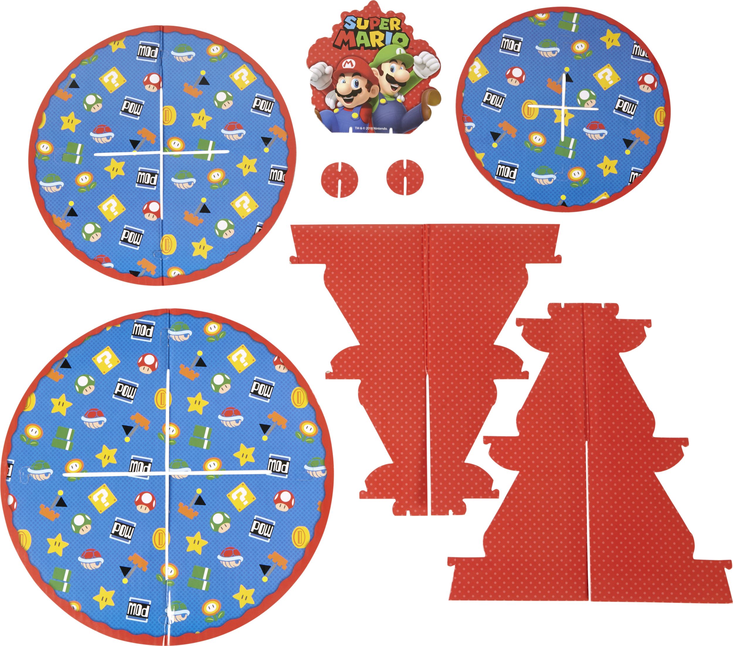 Support à friandises à 3 niveaux Nintendo Super Mario Bros Mario & Luigi, rouge/bleu, 11,7 x 14 po, pour fête d'anniversaire Composite_or_Mixed