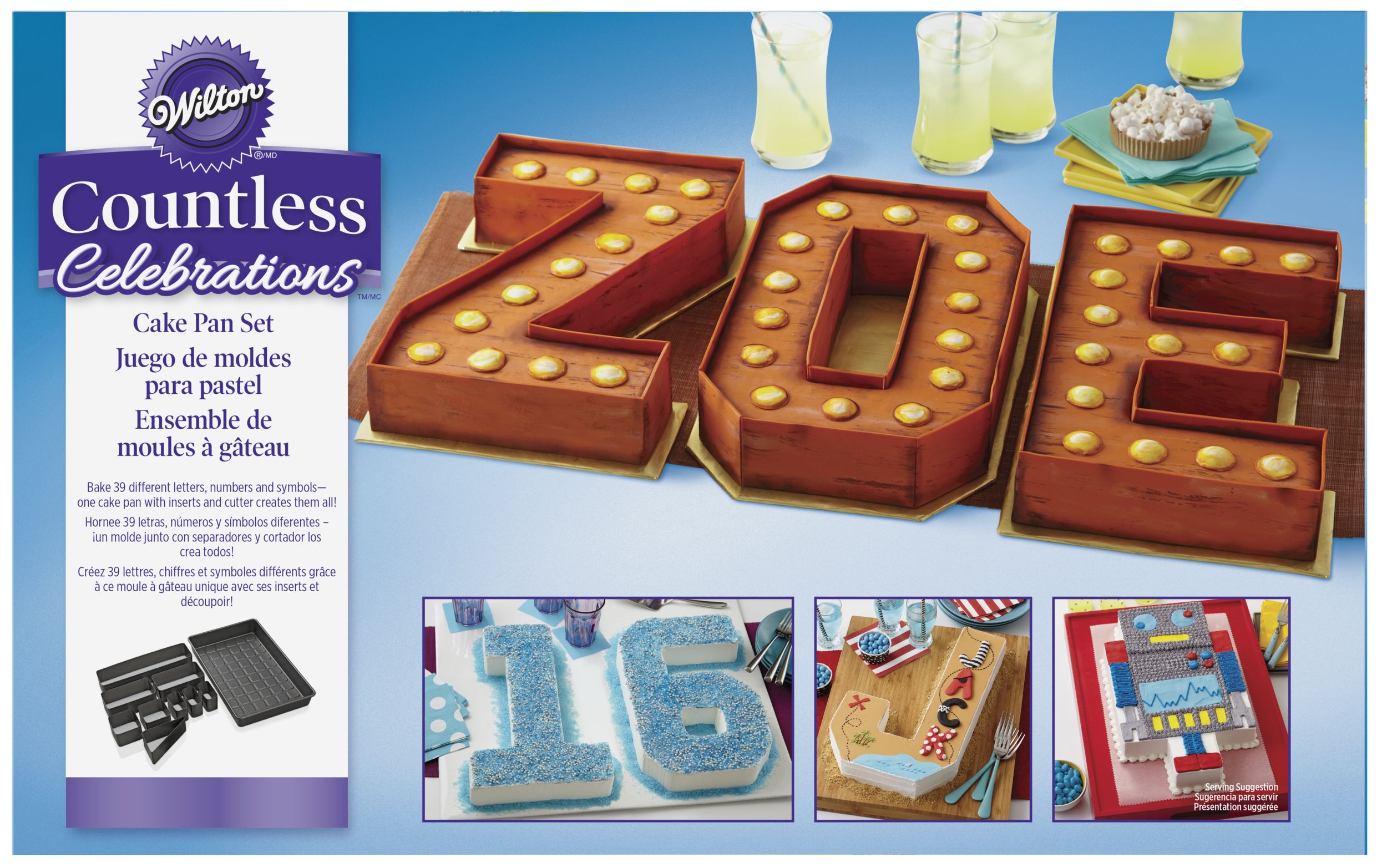 Wilton Rectangle Aluminum Reusable Number Letter Pan Set, Silver