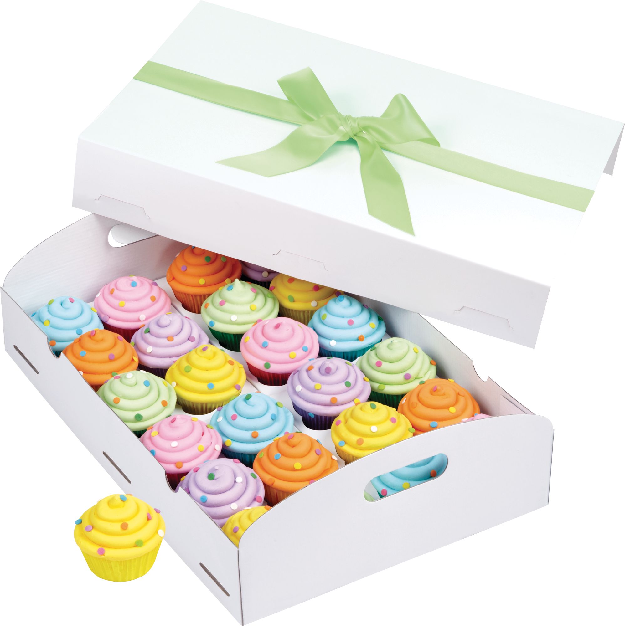 Wilton Rectangle Folding 24-Cavivity Cupcake Treat Party Tray, White, 13-in, for Carrying Cake/Cupcakes/Cookies/Baked Goods Composite_or_Mixed