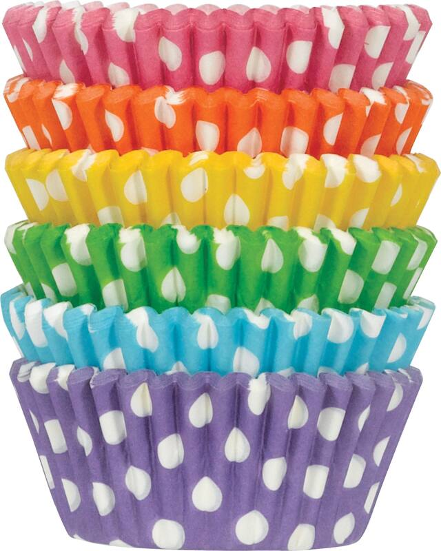 Rainbow Polka Dot Baking Cups, 150-ct Front_Flat