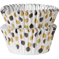 Polka Dot Foil Baking Cups, Black/Gold, 48-pk Front_Elevated