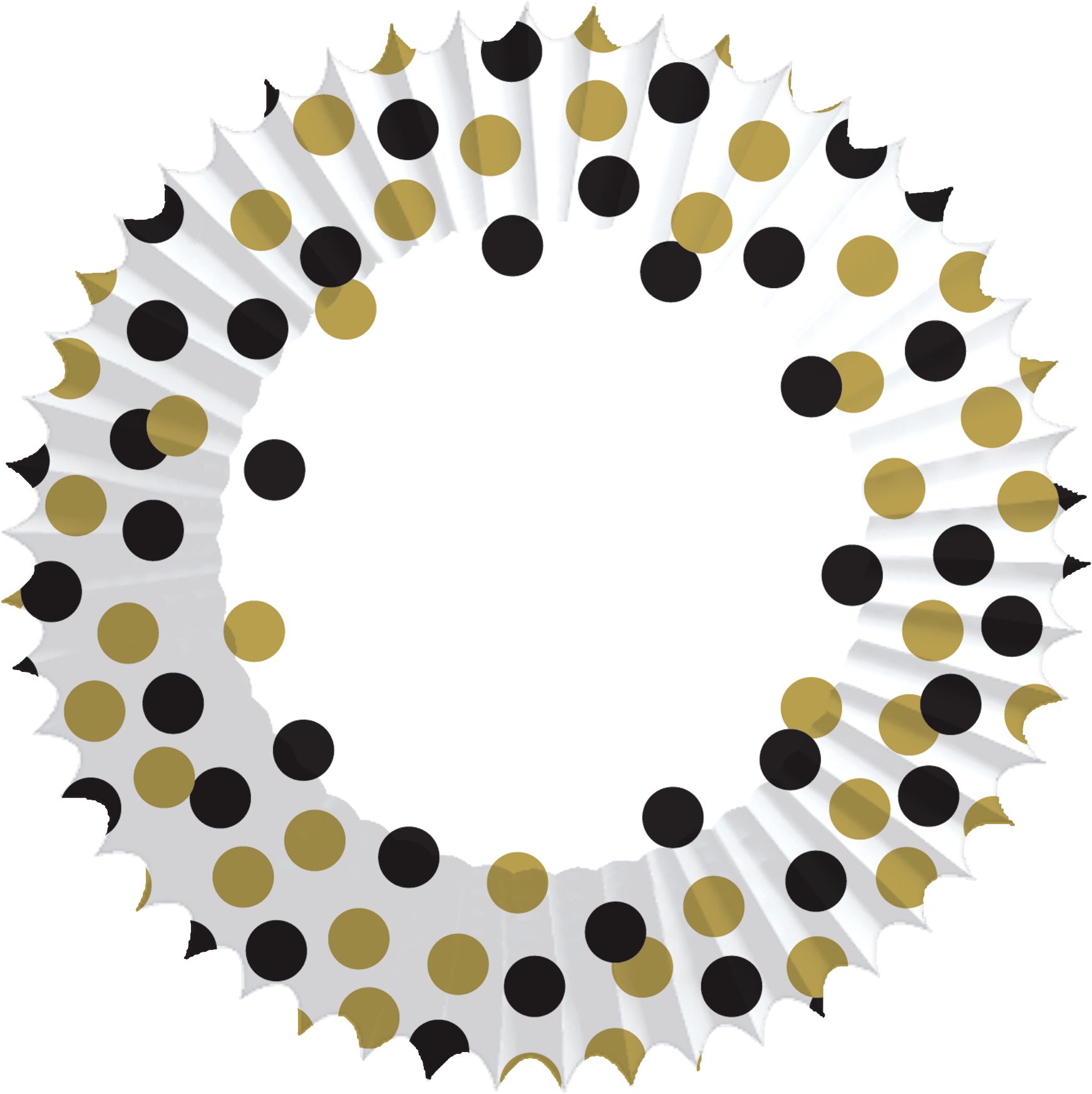 Polka Dot Foil Baking Cups, Black/Gold, 48-pk Overhead_Flat