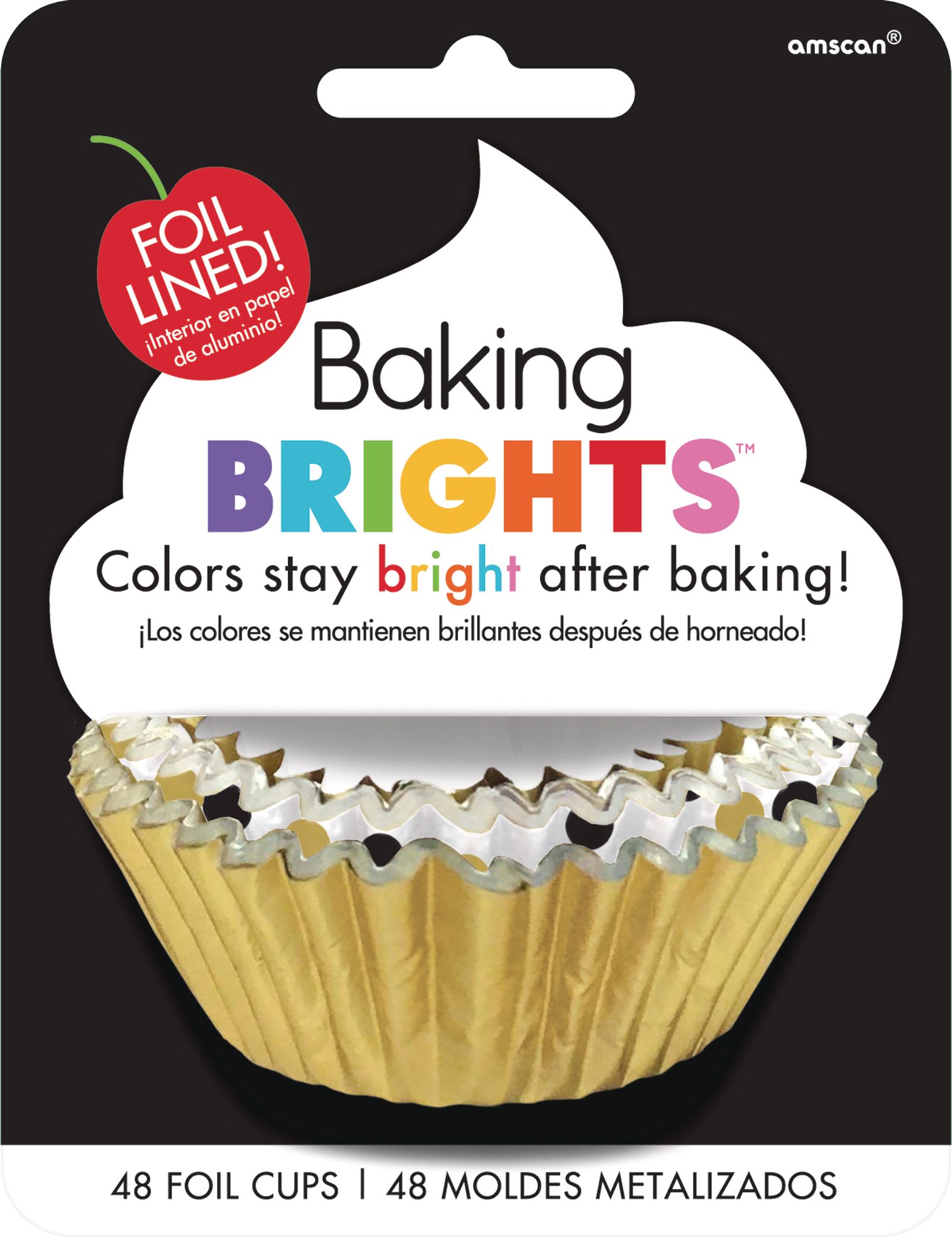 Polka Dot Foil Baking Cups, Black/Gold, 48-pk Front_Flat
