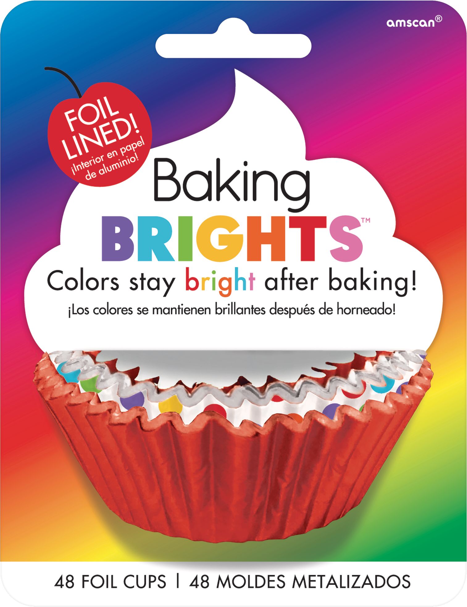 Colourful Polka Dot Foil Baking Cups, 48-pk Front_Flat