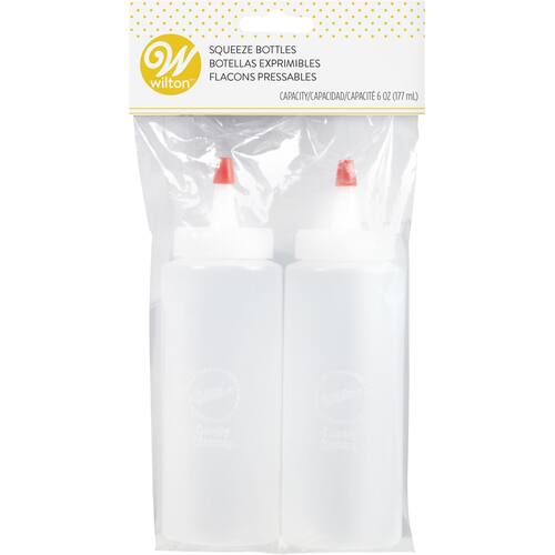 Wilton Plastic Squeeze Bottles, Clear, 6-oz, 2-pk, for Sauce/Condiment Container