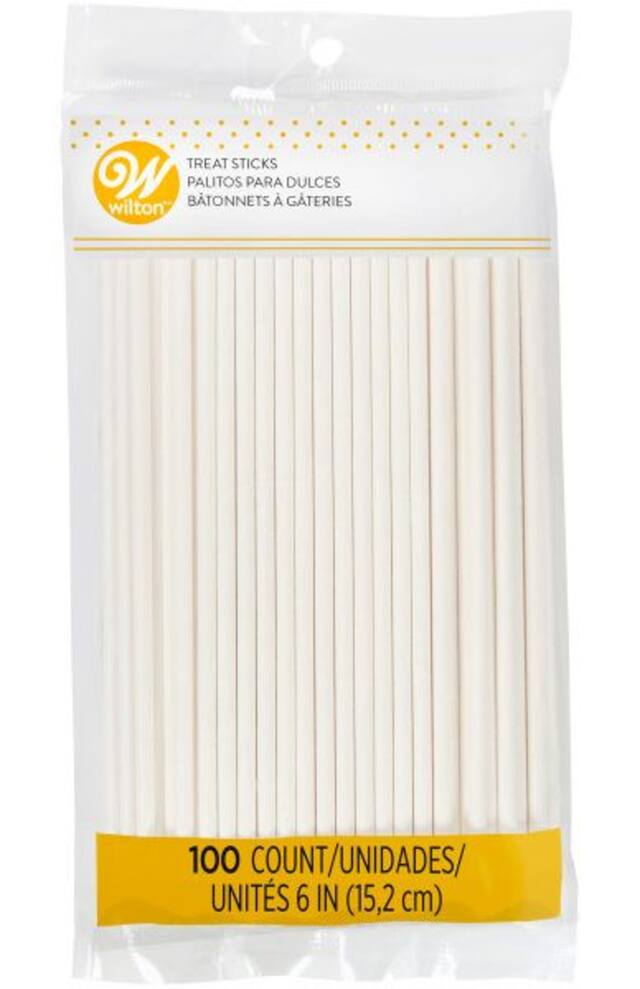 Wilton Lollipop & Cake Pop Stick, White, 6-in, 100-pk, for Baking/Cake Decoration Front_Flat