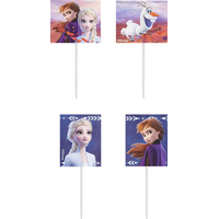 Cure-dents décoratifs pour friandises Wilton Disney La Reine des neiges Elsa et Anna, bleu/mauve, 3 po, paq. 24, pour fête d'anniversaire Composite_or_Mixed