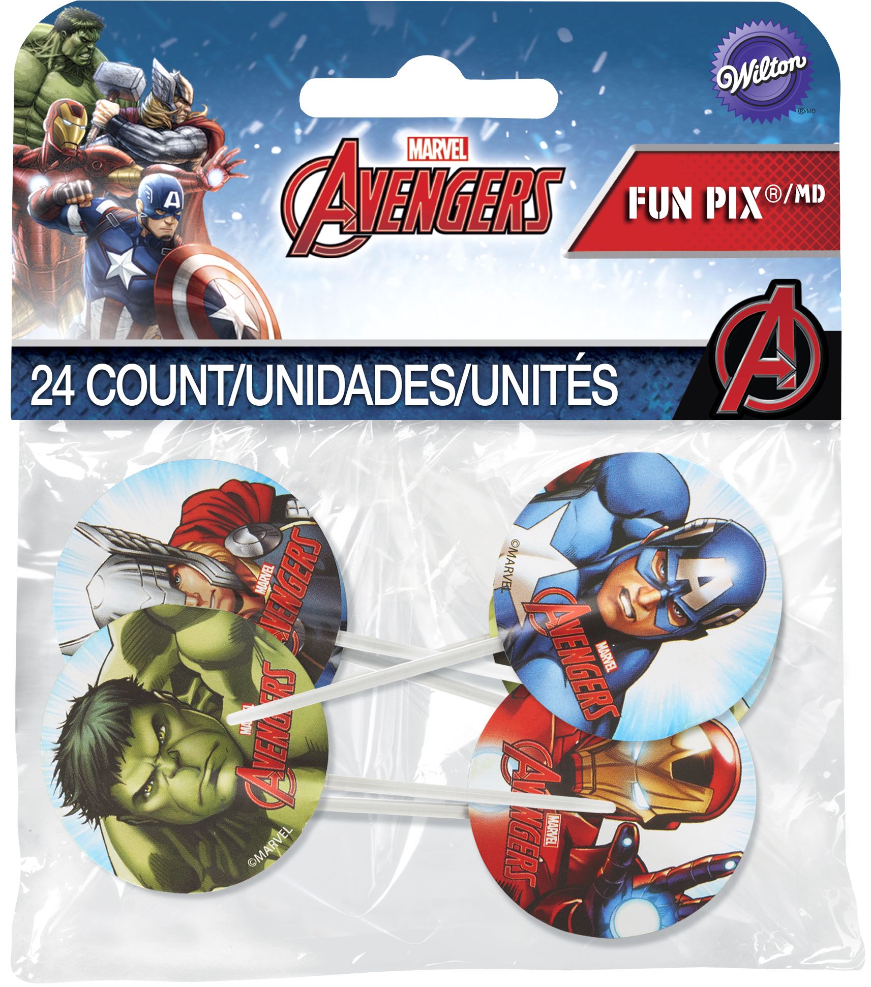 Wilton Avengers Fun Picks Cupcake Toppers, 24-pk Front_Flat