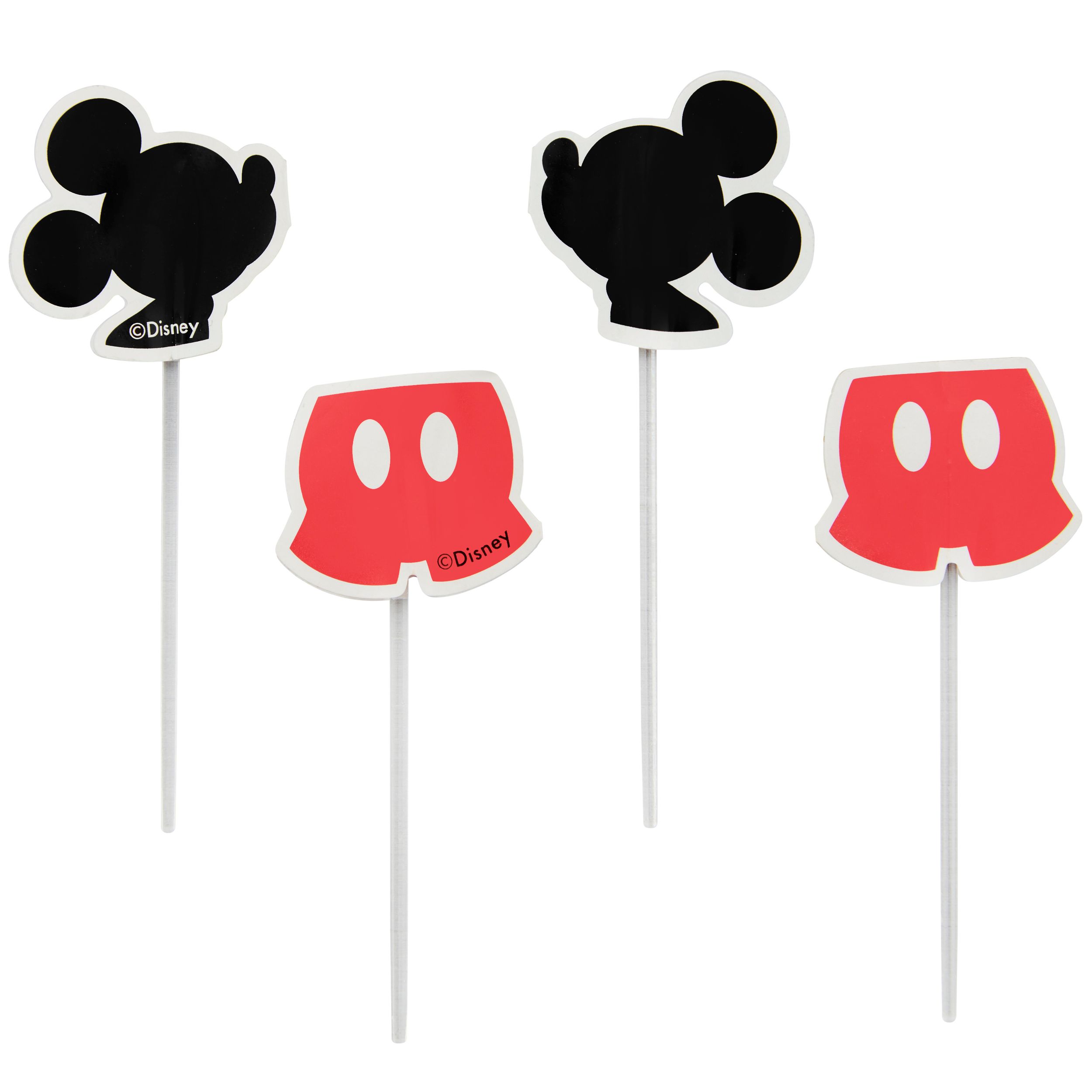 Disney Mickey Mouse Wilton Treat Party Picks, Black/Red, 3-in, 24-pk, for Birthday Party Front_Flat