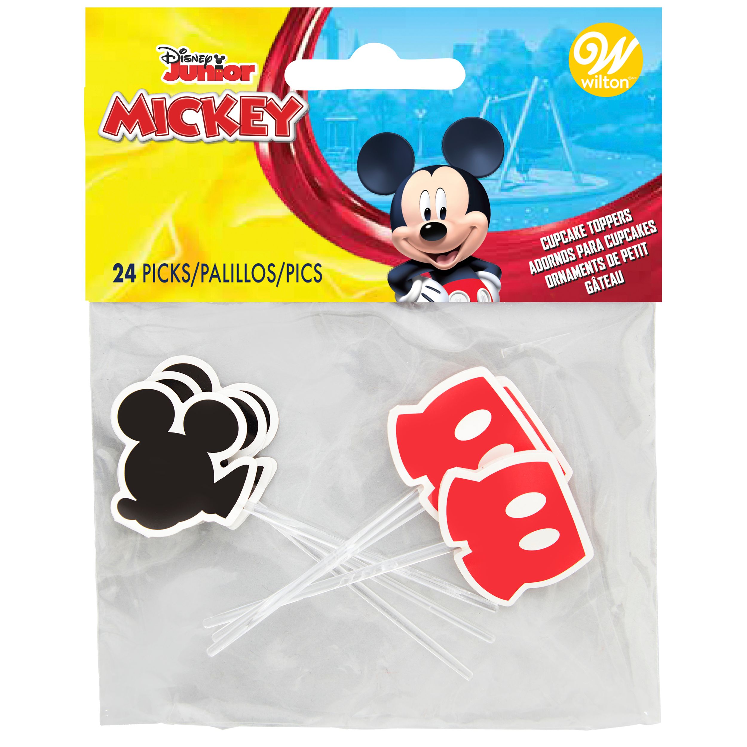 Disney Mickey Mouse Wilton Treat Party Picks, Black/Red, 3-in, 24-pk, for Birthday Party Front_Flat
