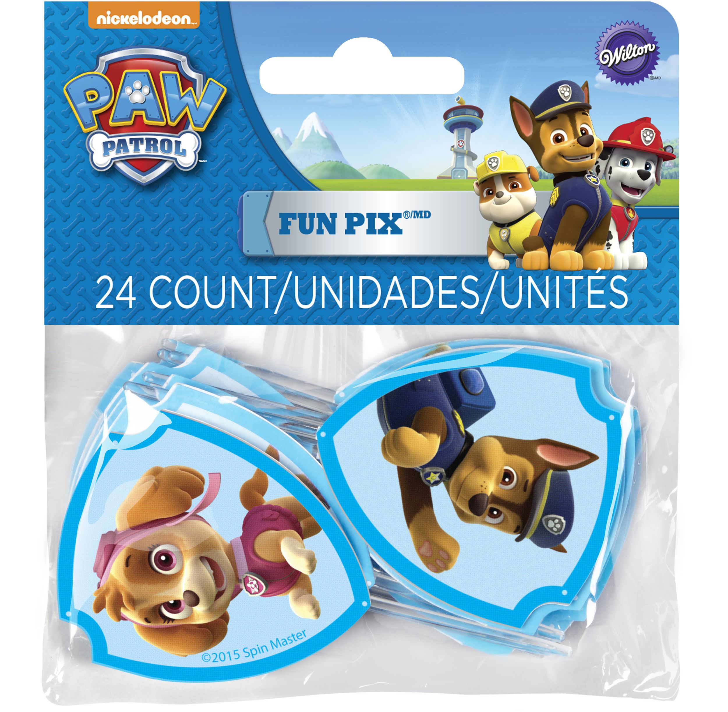 Wilton Paw Patrol Fun Picks Cupcake Toppers, 24-pk Front_Flat