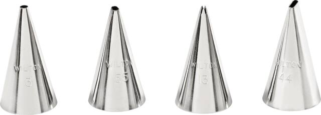 Wilton Writing Decorating Tip Set for Piping Bags, Silver, 4-pk, 4-pk, for Baking/Cake Decoration Front_Flat