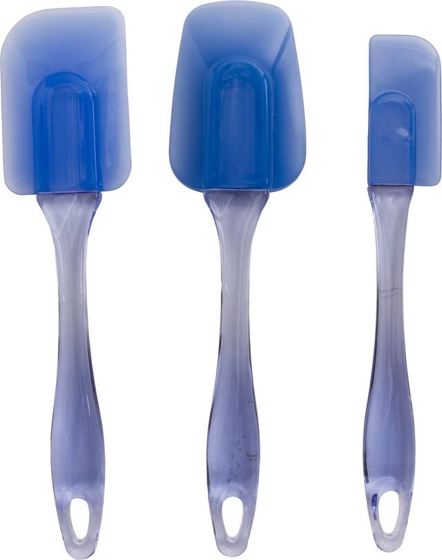 Wilton Silicone Small, Medium & Large Spatulas, Blue, 3-pk, for Baking Overhead_Flat