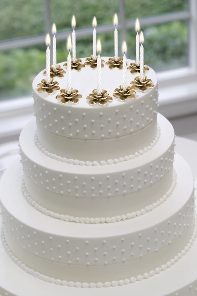 Gold Flower Candle Holder Cake Toppers, 10pk Party City