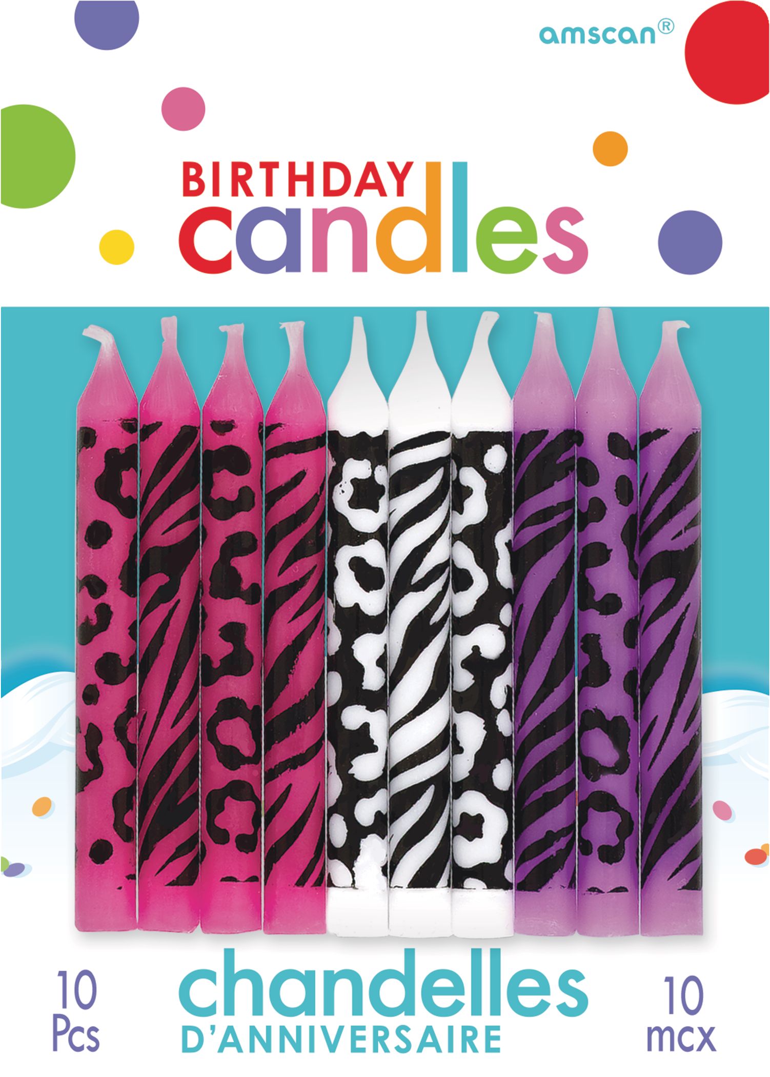 Animal Print Birthday Candles, 10-pk Front_Flat