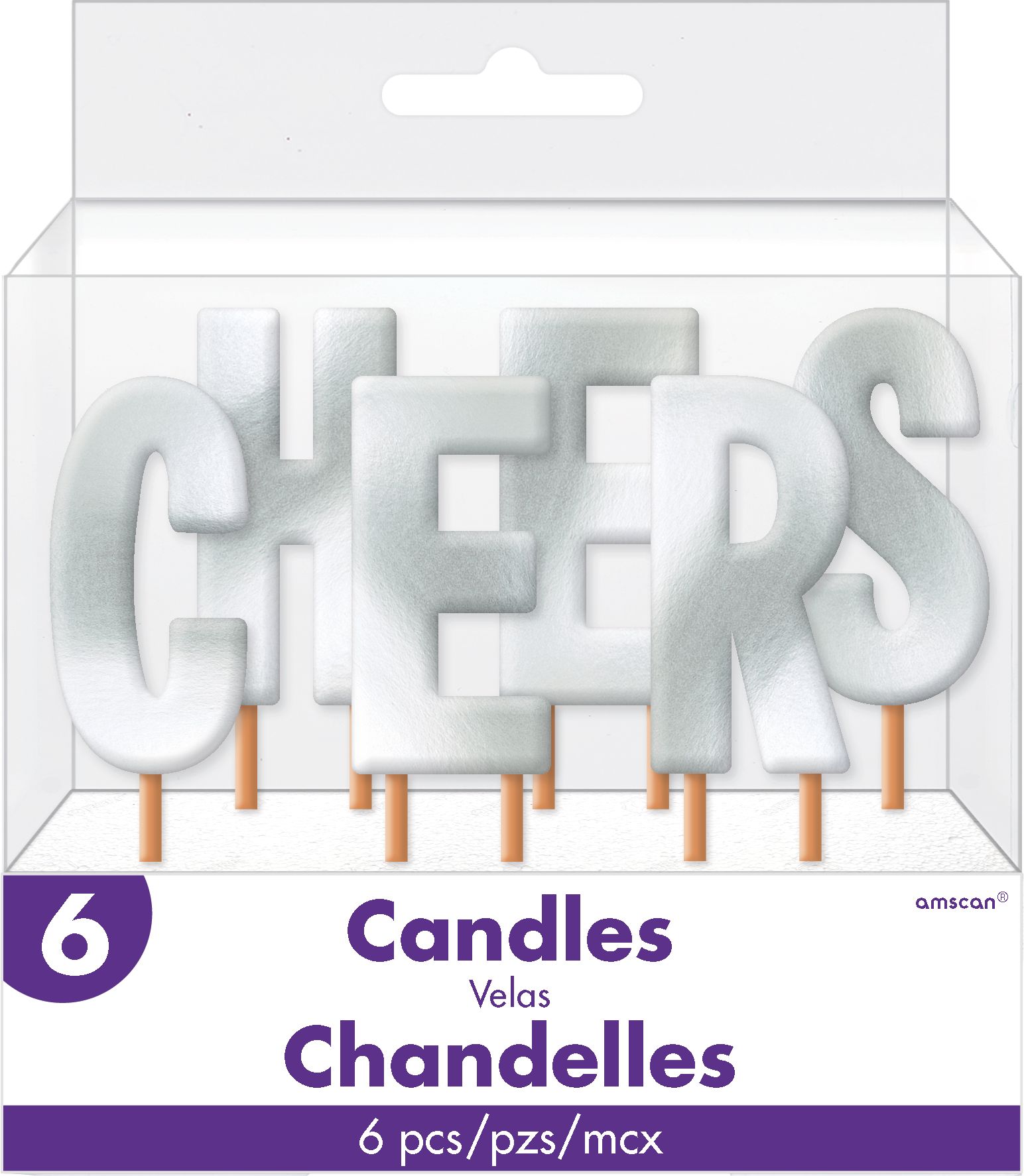Cheers Toothpick Candle Set, Silver, 6-pc Front_Elevated