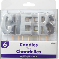Cheers Toothpick Candle Set, Silver, 6-pc Front_Flat