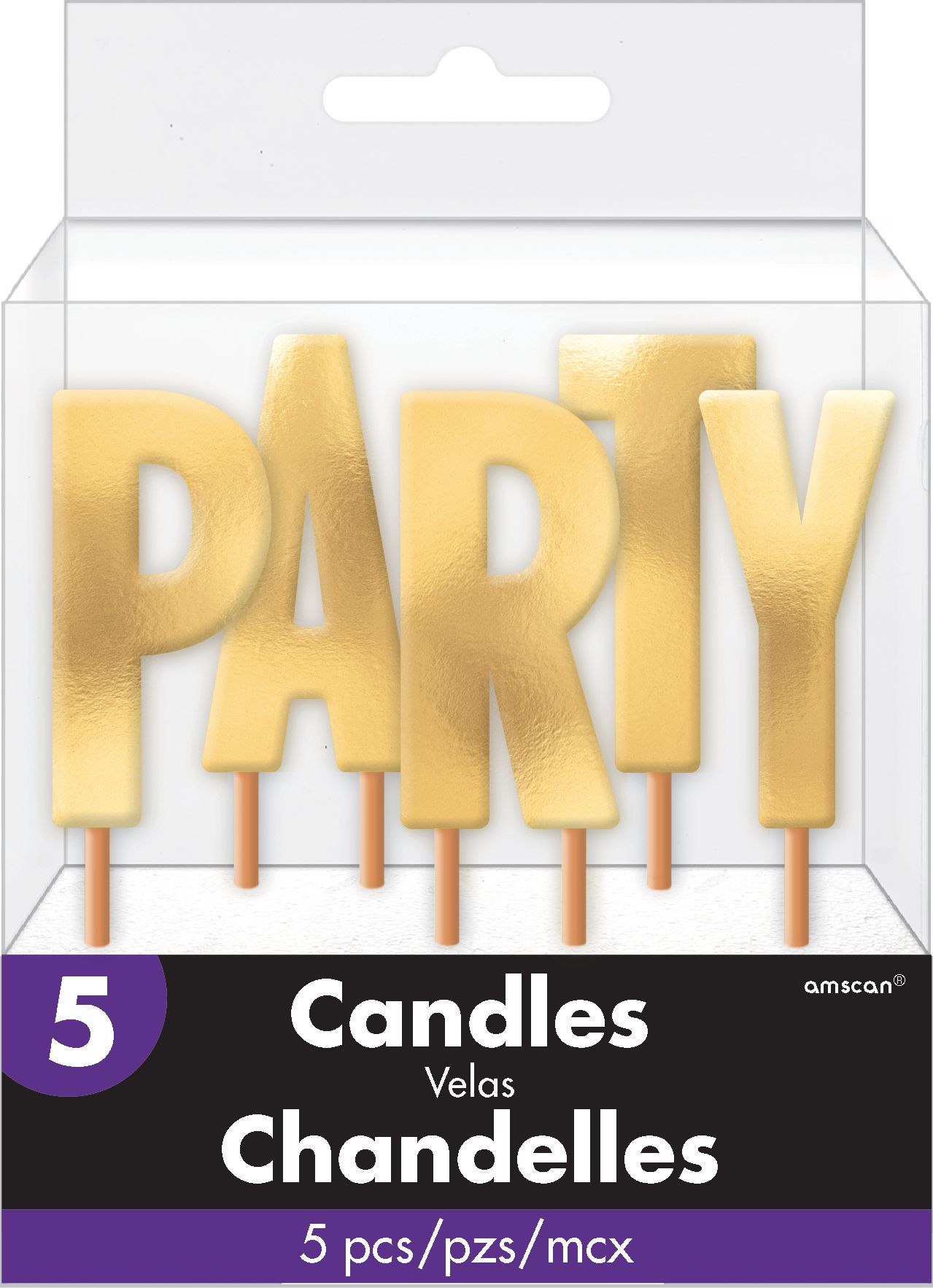 Party Toothpick Candle Set, Gold, 5-pc Front_Elevated