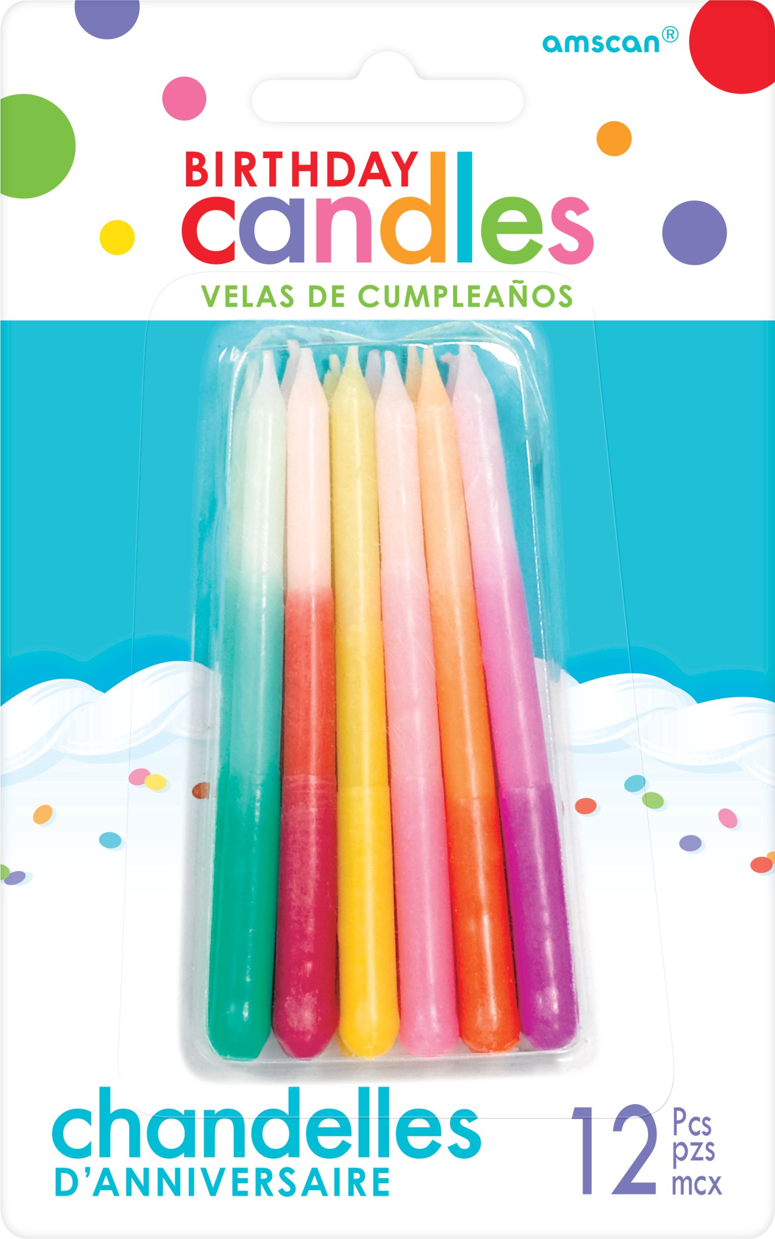 Multicolour Ombre Birthday Candles, 12-pk Front_Flat