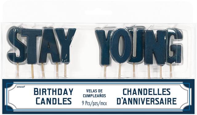 Bougies sur pique Stay Young, paq. 9 Front_Flat