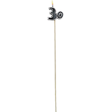 Bougie sur pique chiffre 30, noir/blanc, 9,5 po, paq. 6, pour fête/anniversaire Front_Flat