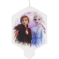 Disney Frozen Elsa & Anna Wilton Wax Candle, White/Blue, 3-in, for Birthday Party Front_Flat