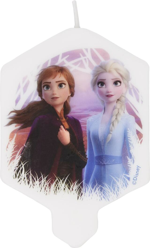 Disney Frozen Elsa & Anna Wilton Wax Candle, White/Blue, 3-in, for Birthday Party Front_Flat