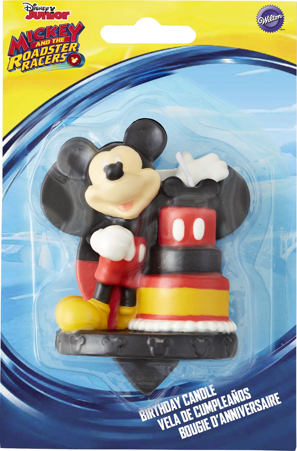 Disney Mickey Mouse Wilton Wax Candle, Black/Red, 3-in, for Birthday Party Front_Flat