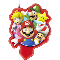 Nintendo Super Mario Bros Luigi/Mario/Princess Peach Wilton Wax Candle, Red/Blue/Yellow, 5.8-in, for Birthday Party Front_Flat