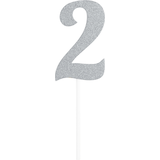 Décoration de gâteau argentée scintillante chiffre Front_Flat