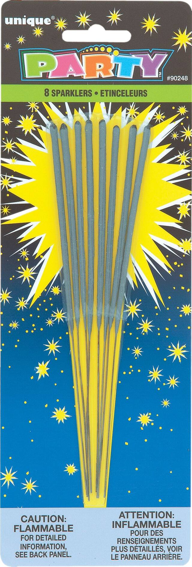 Stick Sparkler, 7-in, 8-pk, for Canada Day/Birthday Party/Summer Front_Flat