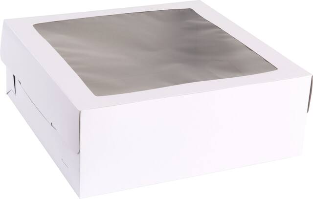 White Window Cake Box Front_Angled_Right