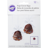 Sacs à friandises pour gâteau-sucette individuel en cellophane rectangulaires Wilton avec rubans, transparent, 7 po, paq. 12, pour fête d'anniversaire Front_Flat