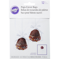 Wilton Rectangle Cello Cake Pop Single Treat Bag Kit with Ribbons, Clear, 7-in, 12-pk, for Birthday Party Front_Flat