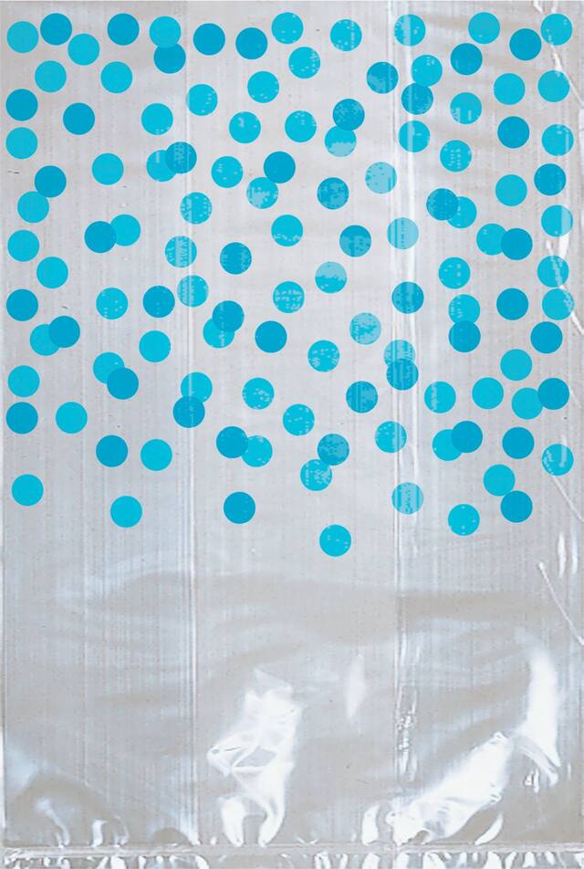 Caribbean Blue Polka Dot Treat Bags, 25-ct Overhead_Flat