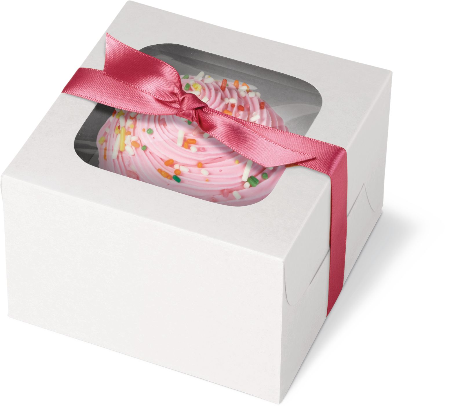 Wilton Square Window Cupcake Treat Party Boxes, White, 4.5-in, 3-pk, for Carrying Cake/Cupcakes/Cookies/Baked Goods Front_Angled_Left