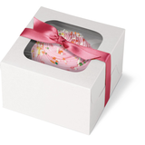 Wilton Square Window Cupcake Treat Party Boxes, White, 4.5-in, 3-pk, for Carrying Cake/Cupcakes/Cookies/Baked Goods Front_Angled_Left