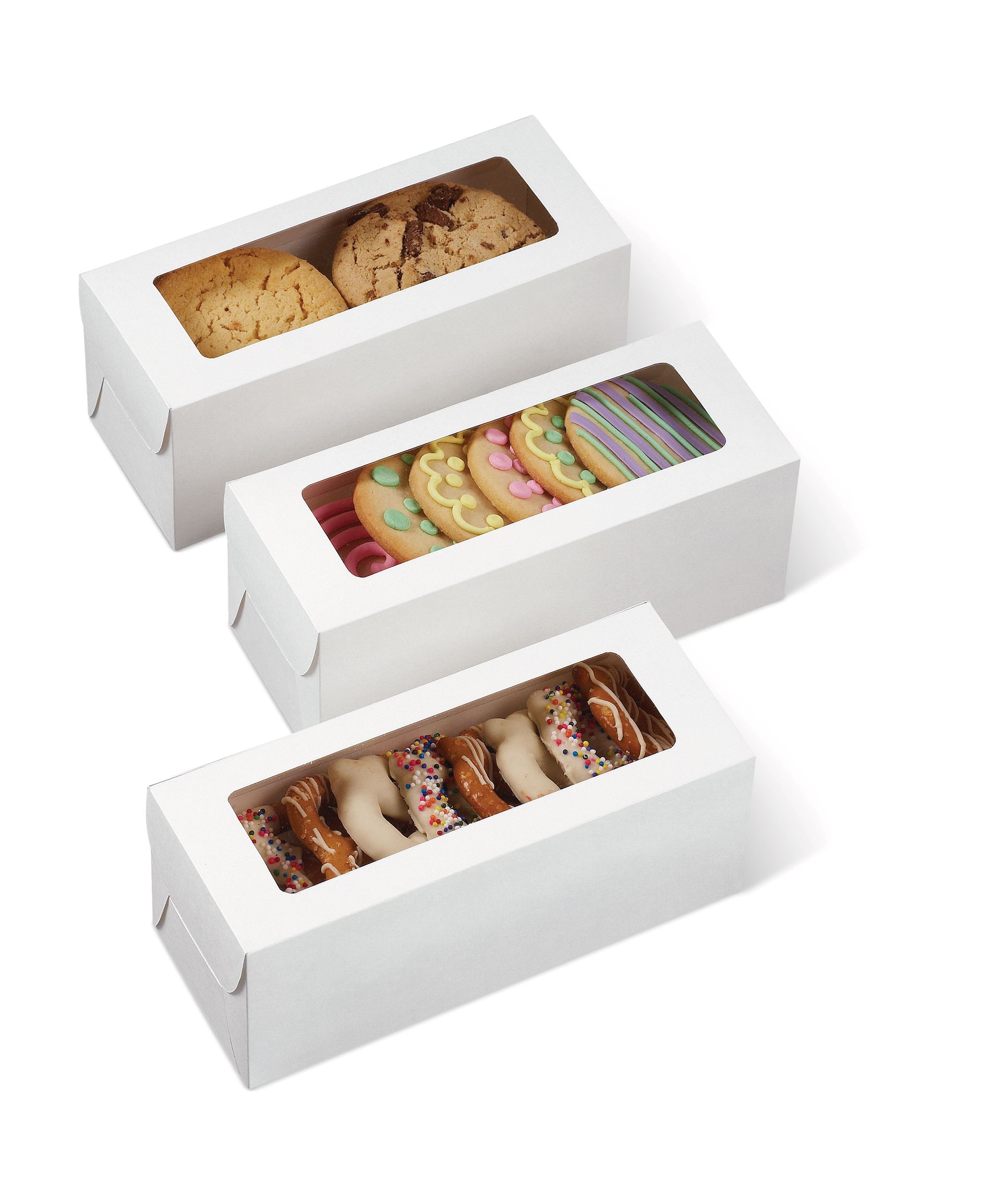 Wilton Rectangle Window Cookie Treat Party Boxes, White, 8-in, 3-pk, for Carrying Cake/Cupcakes/Cookies/Baked Goods Composite_or_Mixed