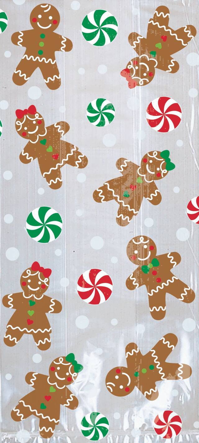 Sacs à friandises motif pain d'épice, grand, paq. 20 Overhead_Flat