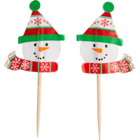 Décorations pour petits gâteaux bonhomme de neige sur pics, paq. 36 Front_Flat