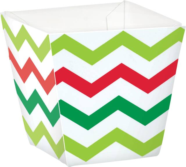 Mini bols cubiques de Noël à chevrons, paq. 36 Front_Angled_Right