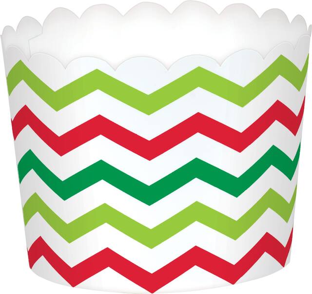 Chevron Christmas Scalloped Bowls, 24-pk Front_Elevated