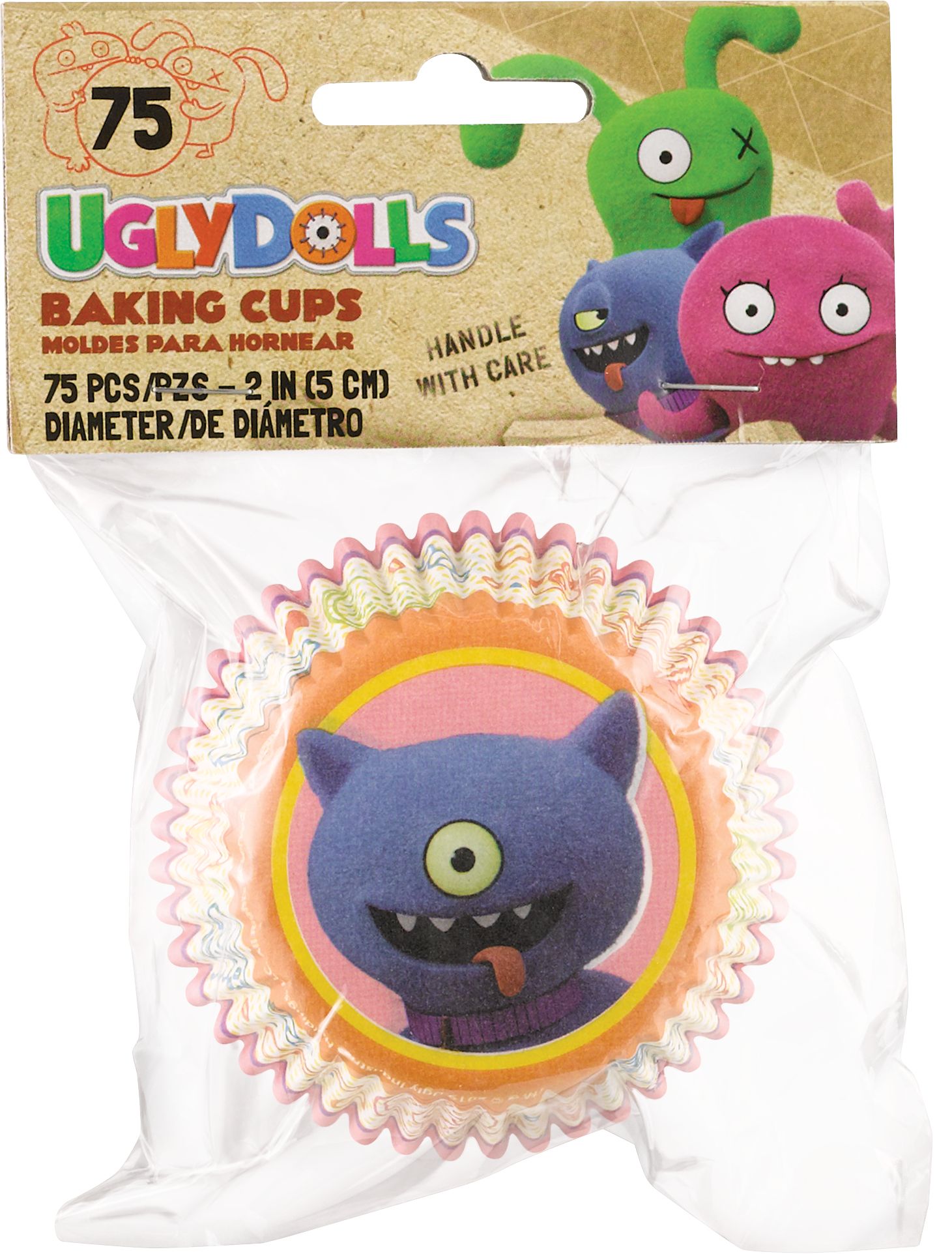 Wilton Ugly Dolls Baking Cups, Purple/Orange, 2-in, 75-pk, for Birthday Party Front_Flat