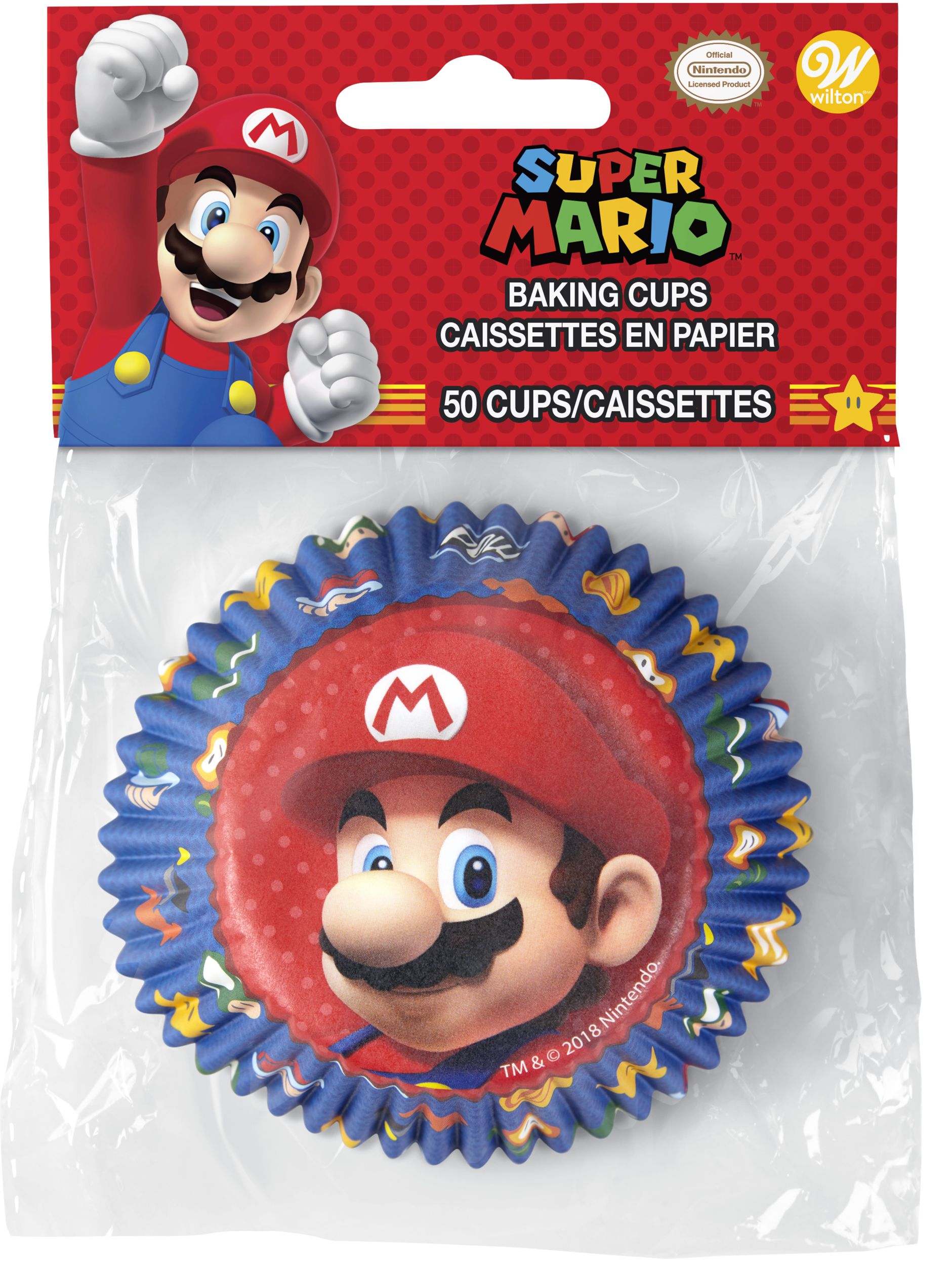 Wilton Nintendo Super Mario Bros Baking Cups, Blue/Red, 2-in, 50-pk, for Birthday Party Front_Flat