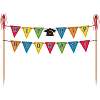 Multicolour Graduation Pennant Banner Cake Topper Front_Flat