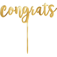Décoration de gâteau Congrats, doré métallique Front_Flat