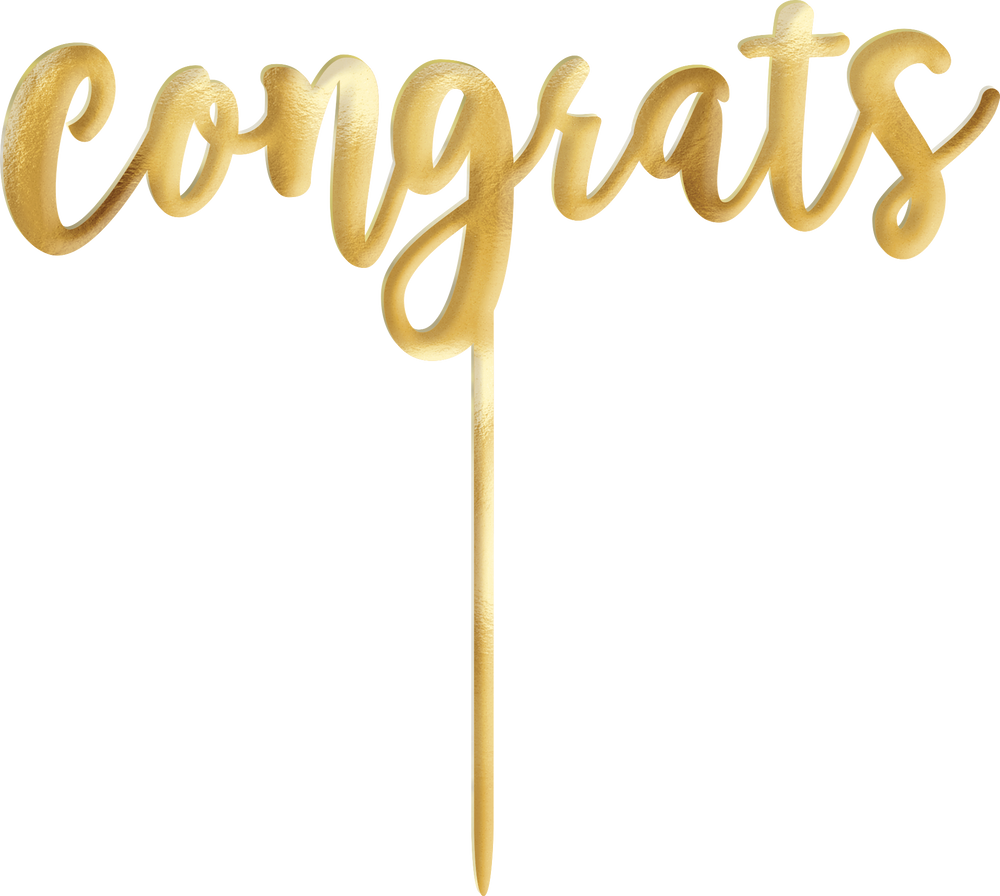Congrats Cake Topper, Metallic Gold | Party City
